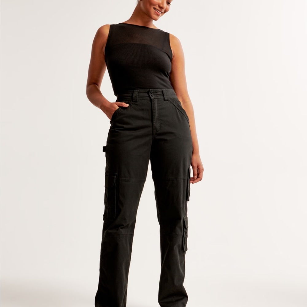 Curve Love Relaxed Black Cargo Pants